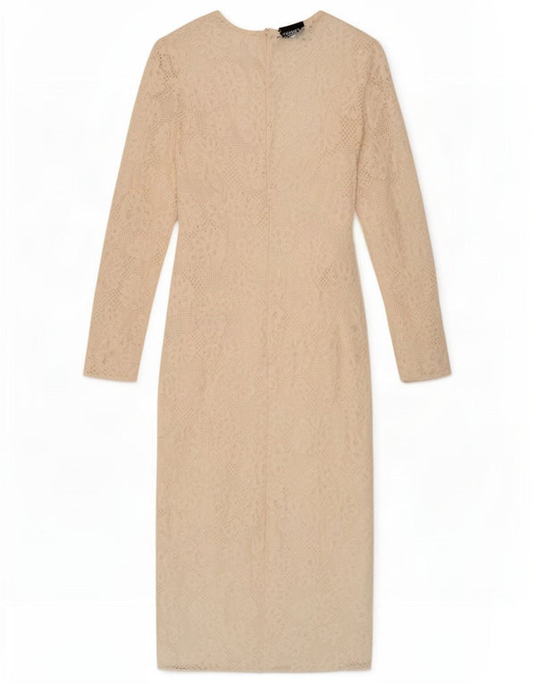 Topshop Vestido largo de encaje de manga larga para mujer UK 8 Small Off White Floral