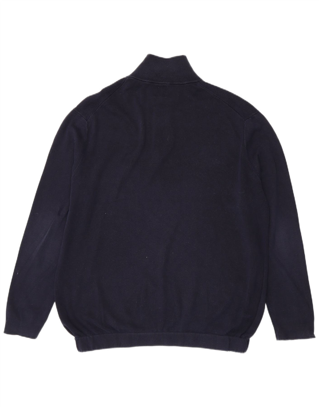 Zara Mens Zip Neck Jumper Sweater Large Azul Marino Algodón