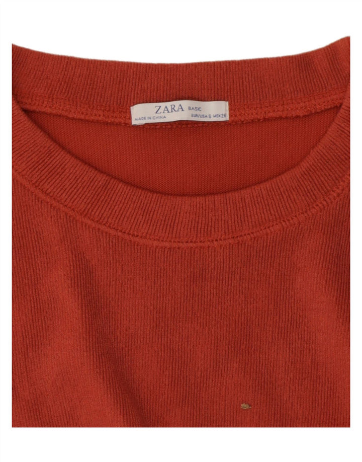 Zara Blusa de manga larga corta extragrande para mujer UK 10 Small Naranja