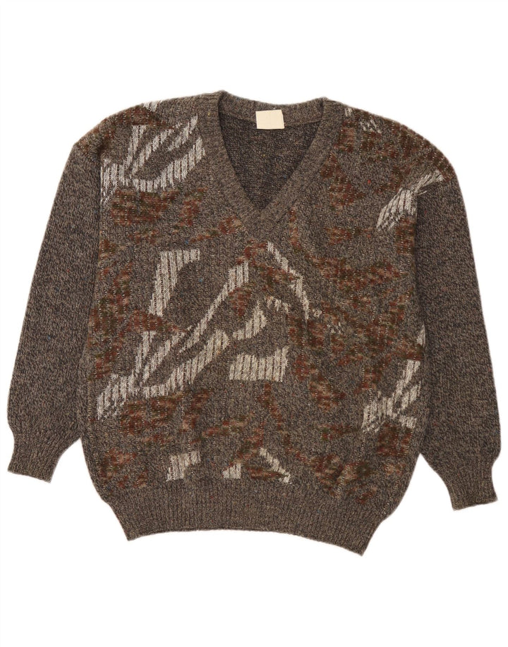 Strickmoden Jersey con cuello en V para hombre IT 50 Medium Grey Geométrico