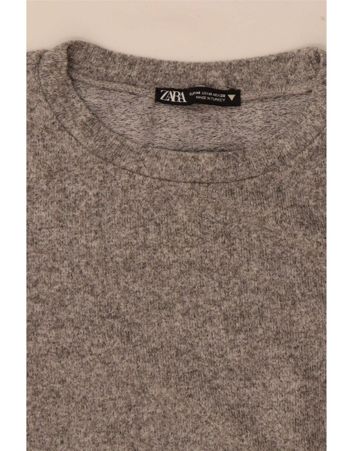 Zara Mujer Blusa Top Reino Unido 42 Gris Medio Moteado