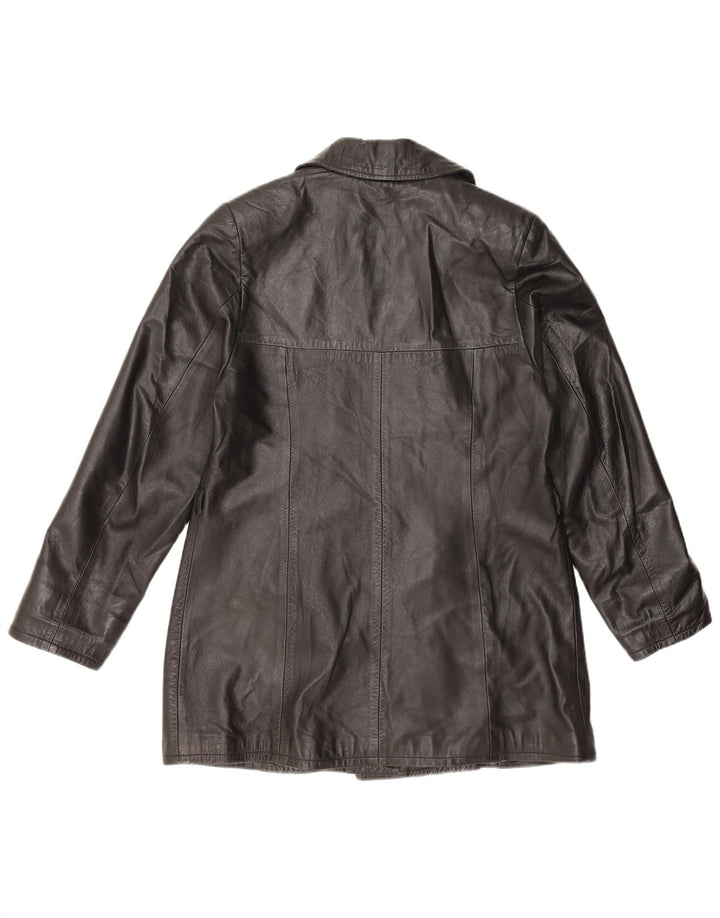 Vintage mujer chaqueta de cuero Reino Unido 18 XL cuero negro