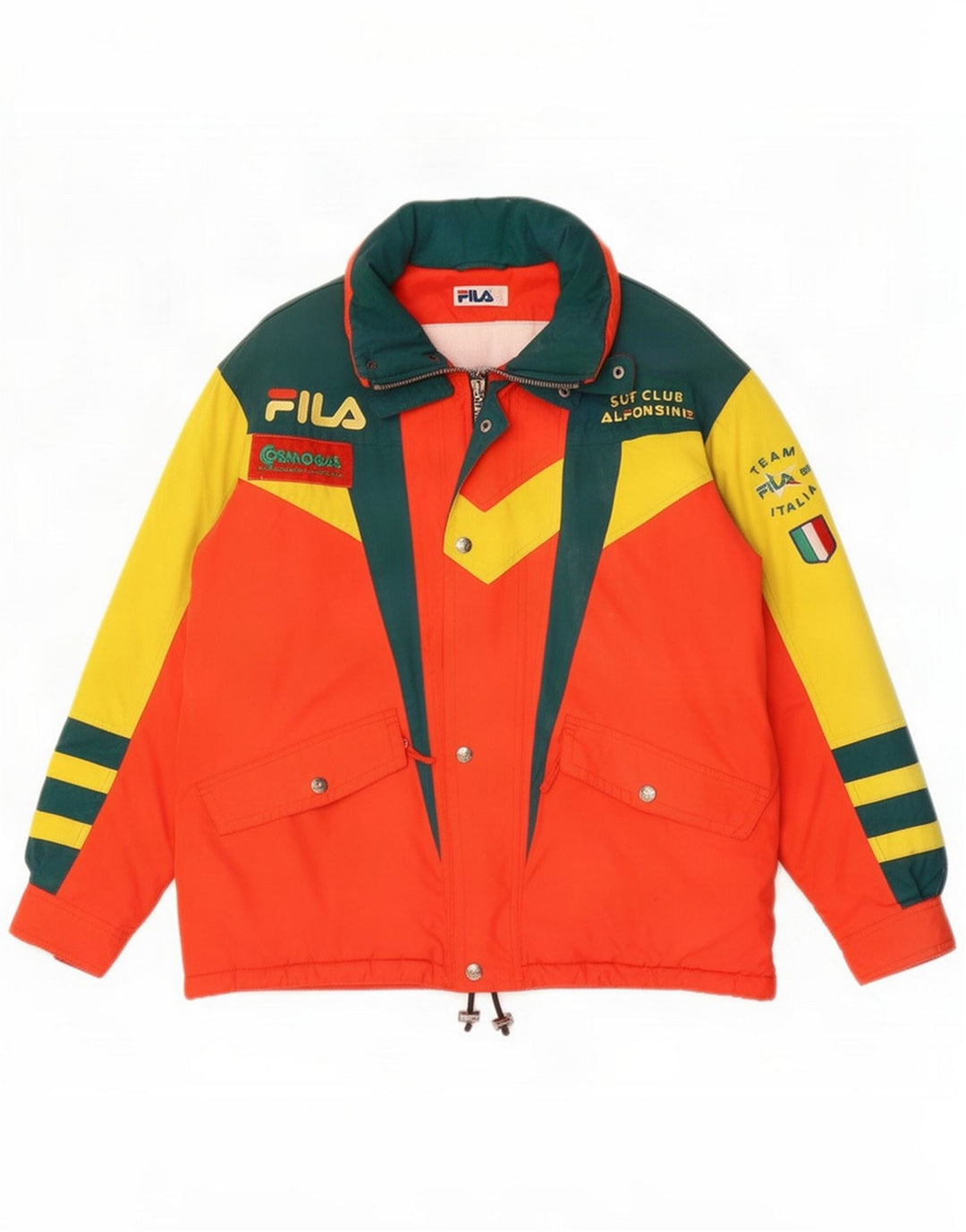 Fila Chaqueta de esquí gráfica para hombre IT 50 Large Naranja Colorblock Poliéster