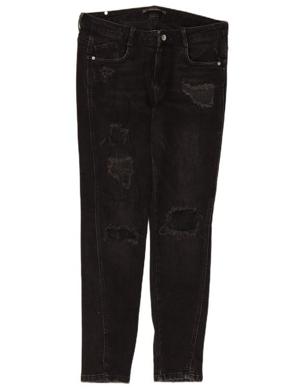 Zara Mujer Trafaluc Vaqueros Pitillo Desgastados EU 40 Medium W30 L28 Negro