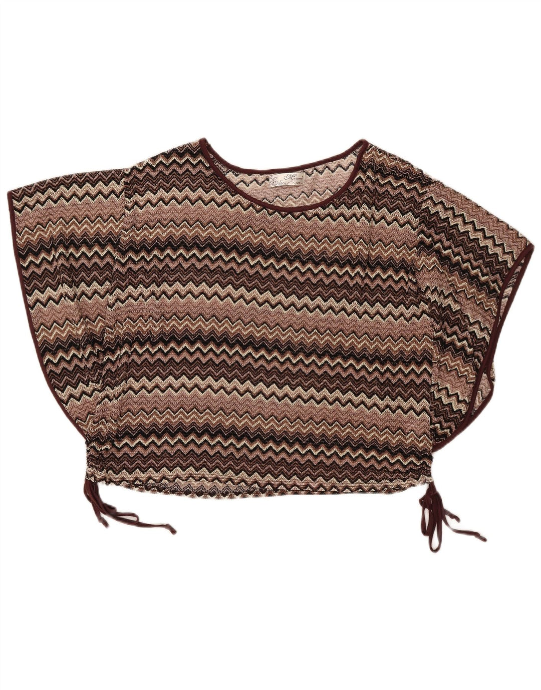 Mizumi Blusa extragrande con alas de murciélago para mujer UK 10 Small Brown Chevron