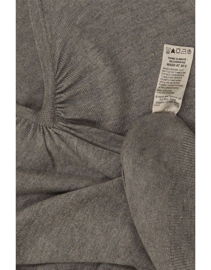 Marks & Spencer Suéter tipo jersey con cuello en V y manga 3/4 para mujer UK 44 Gris medio