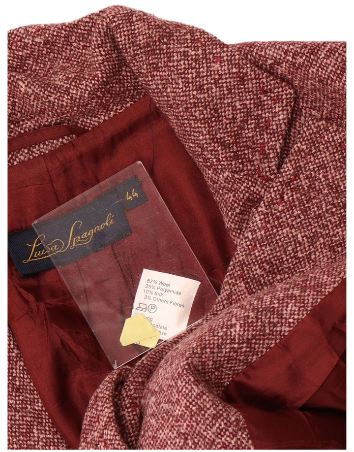 Luisa Spagnoli Chaqueta tipo blazer de 3 botones para mujer IT 44 Lana moteada roja mediana