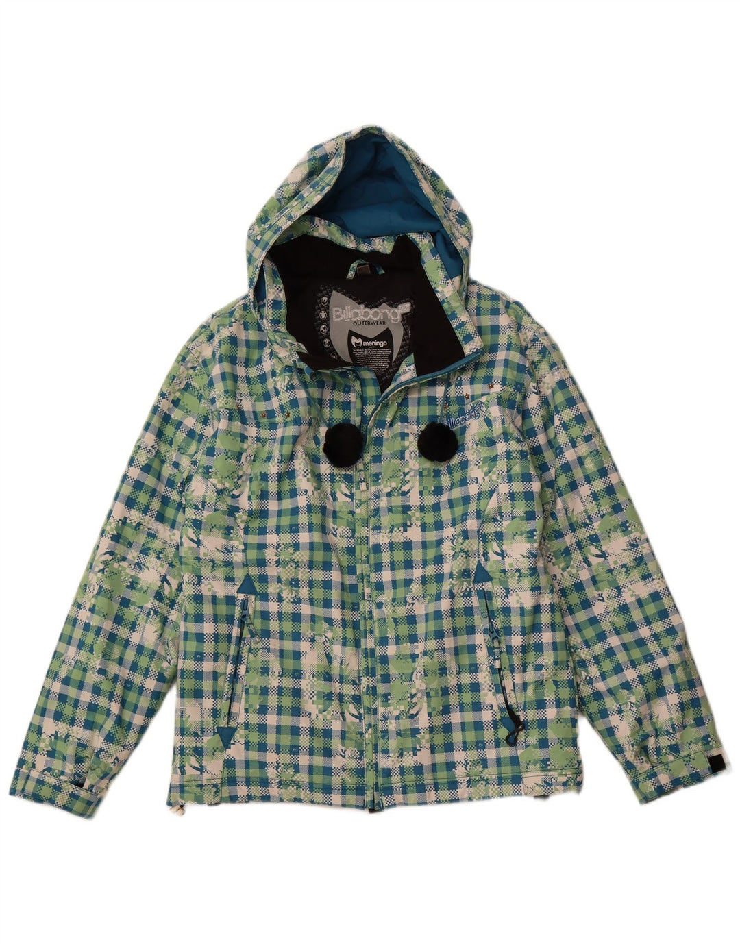 BILLABONG Chaqueta cortavientos con capucha para mujer UK 40 Large Green Check