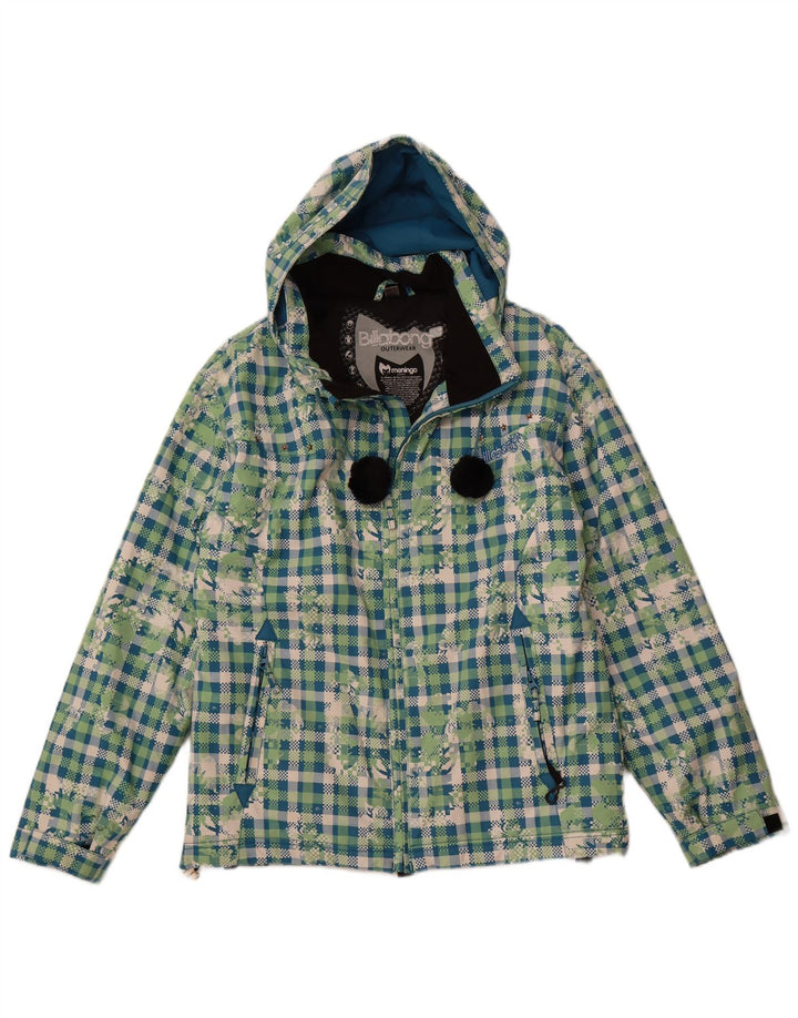 BILLABONG Chaqueta cortavientos con capucha para mujer UK 40 Large Green Check