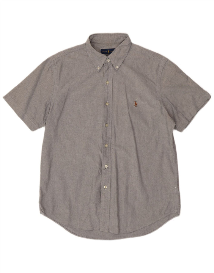 RALPH LAUREN Camisa de manga corta para hombre de corte clásico de algodón gris medio