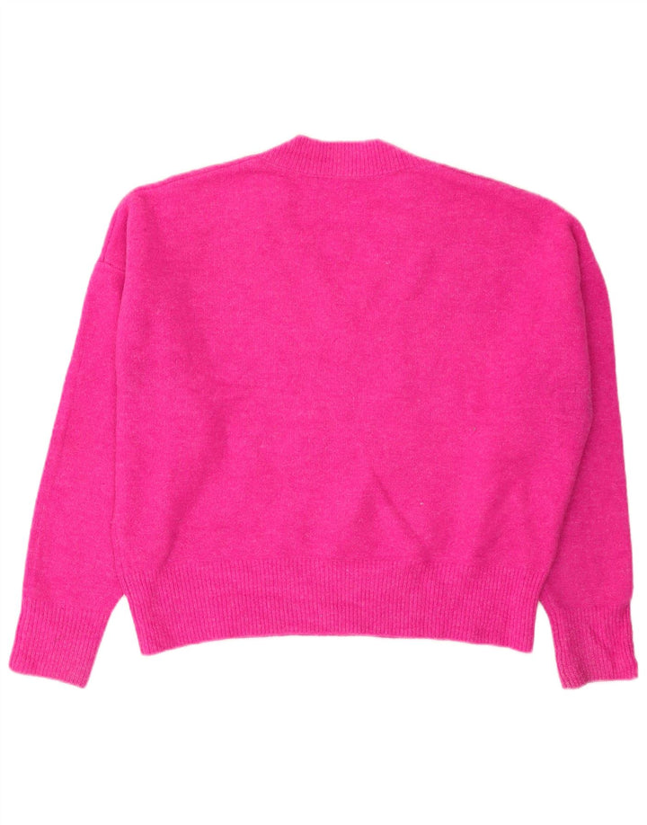 Zara Mujer Jersey Oversize Con Cuello En V UK 44 Acrílico Rosa Mediano