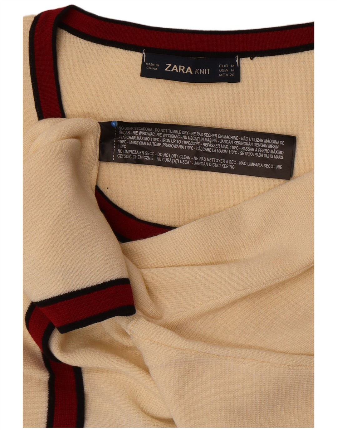 Zara Mujer Crop Cardigan Suéter UK 12 Medium Off White