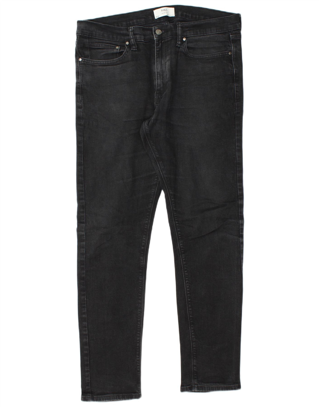 Marks & Spencer Vaqueros ajustados para hombre W36 L33 Algodón negro