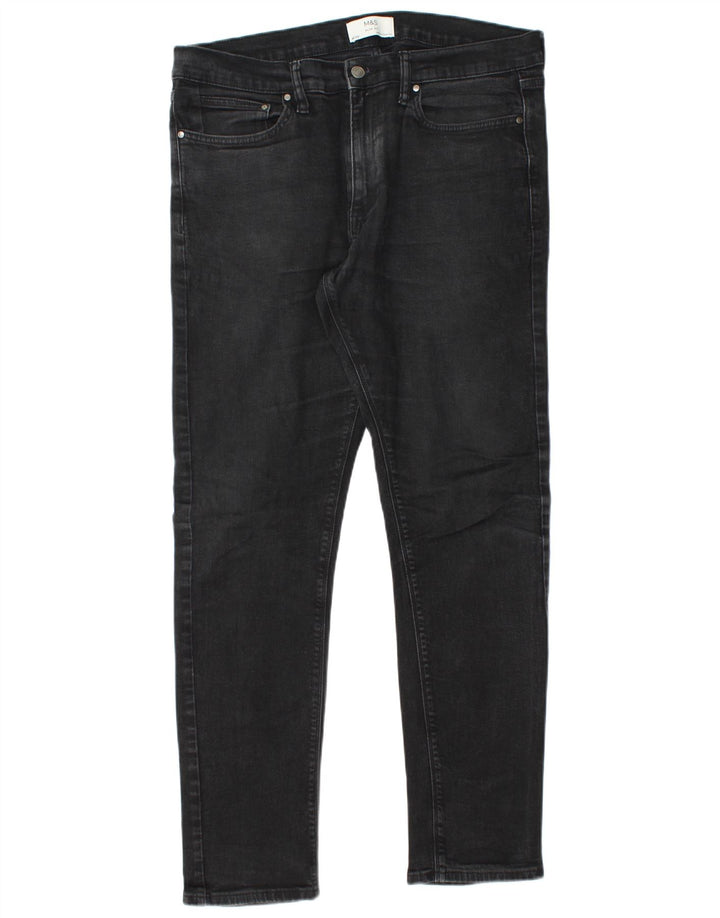 Marks & Spencer Vaqueros ajustados para hombre W36 L33 Algodón negro