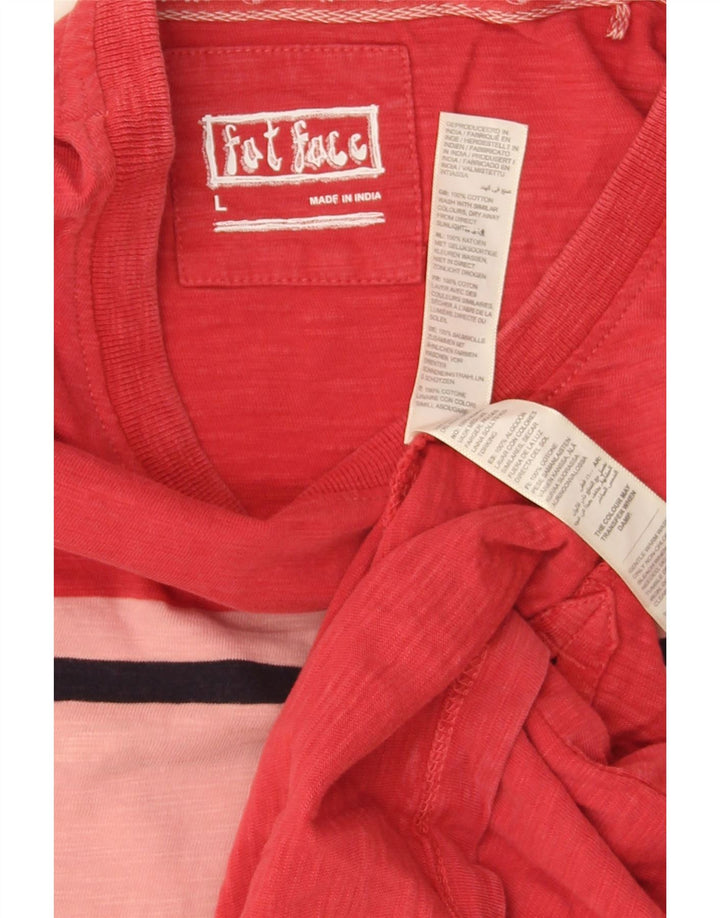 Camiseta de hombre Fat Face Top grande rojo color block de algodón