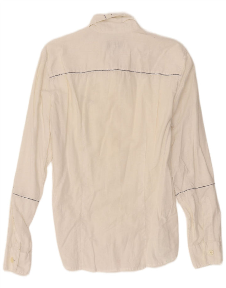 Camisa Armani Hombre Mediana De Algodón A Rayas Blancas