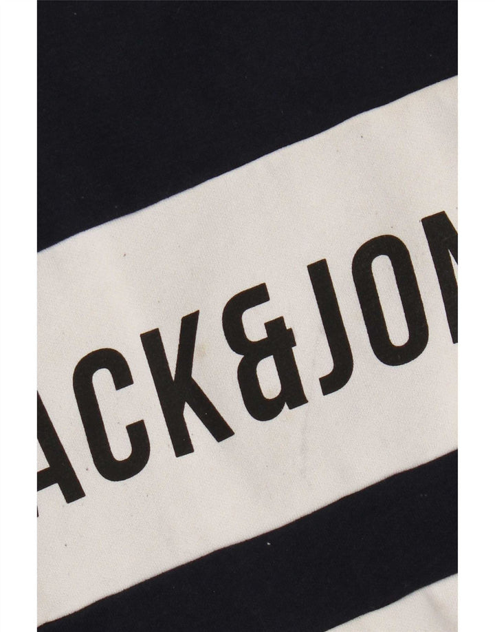 Jack & Jones Hombre Sudadera Gráfica Jumper Large Azul Marino Colorblock