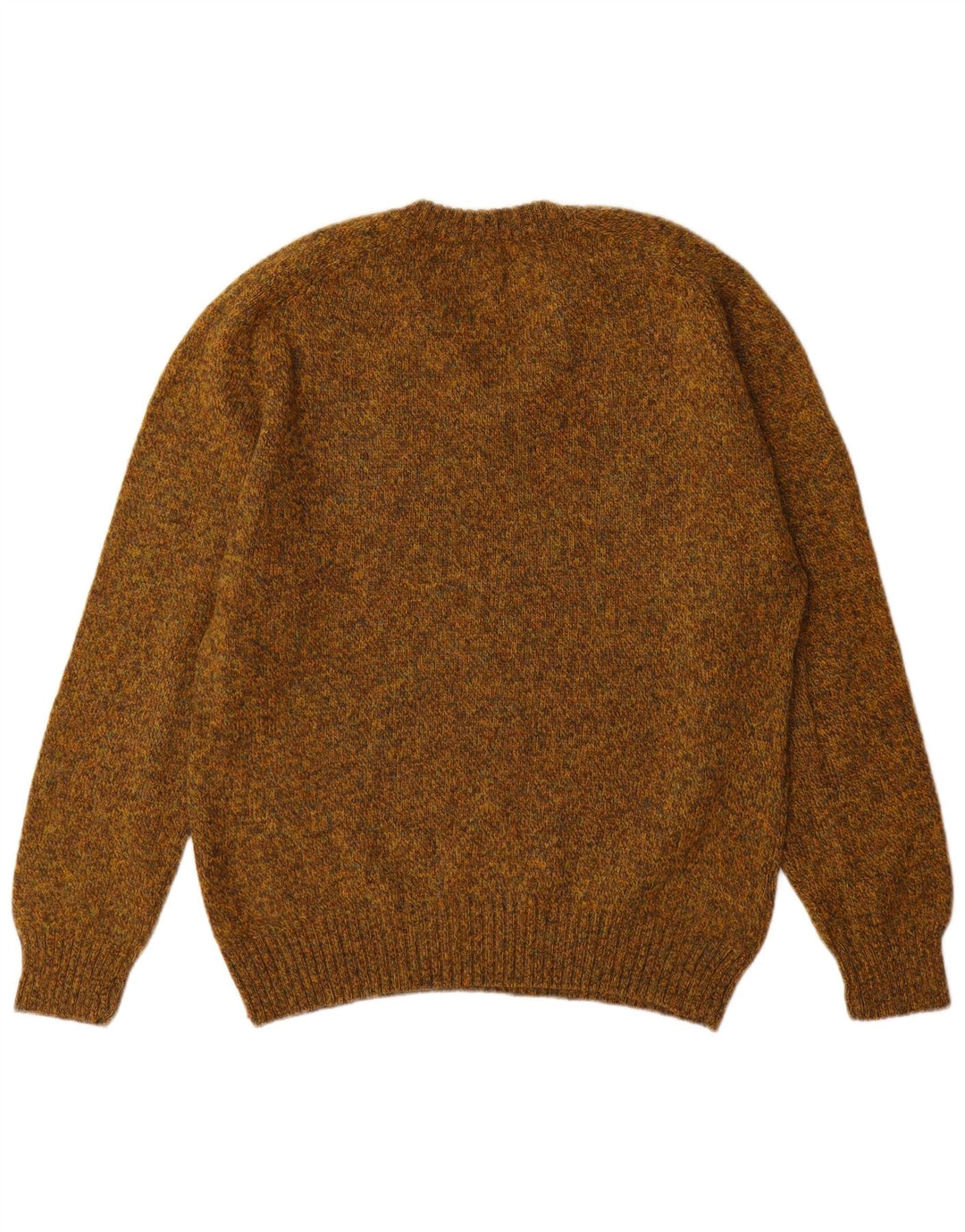 Vintage hombres V-cuello jumper suéter grande caqui moteado lana