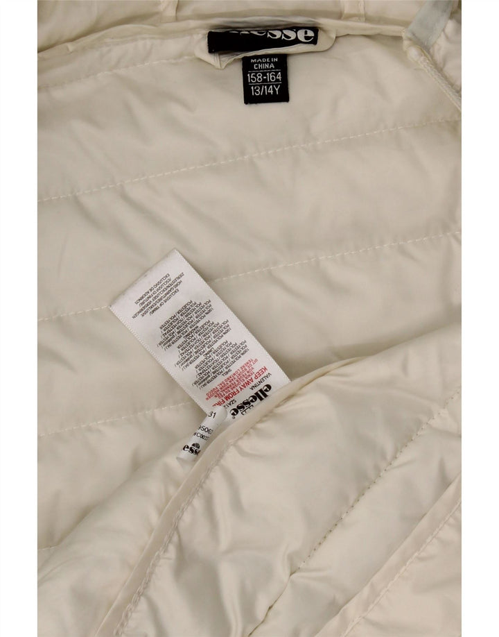 ELLESSE Boys Hooded Padded Jacket 13-14 Years White Polyester Vintage Ellesse and Second-Hand Ellesse from Messina Hembry 