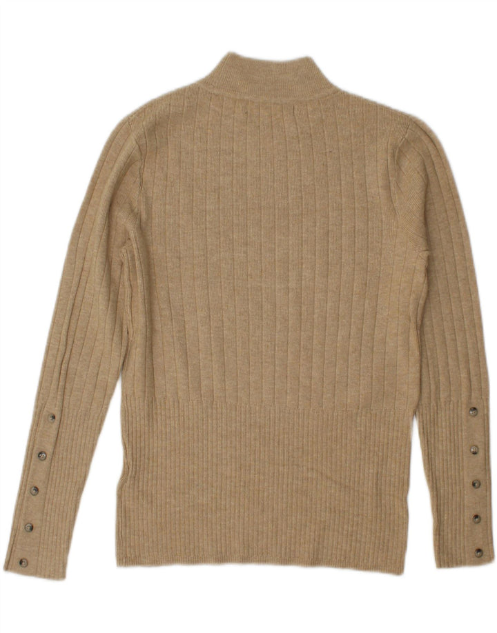 Marks & Spencer Jersey con Cuello Alto para Mujer UK 10 Small Viscosa Beige