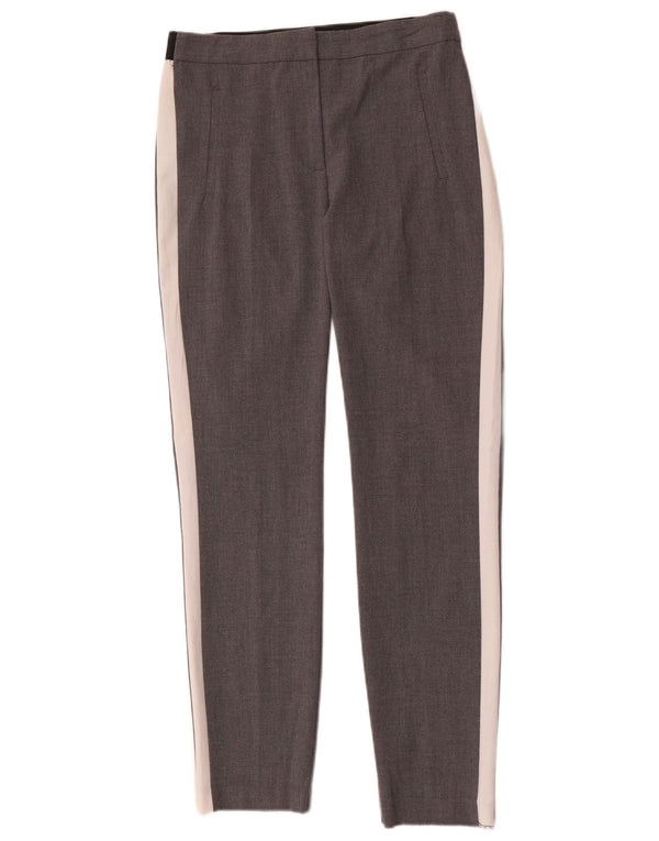 Zara Mujer Pantalón Chino Slim Small W26 L28 Poliéster Color Block Gris