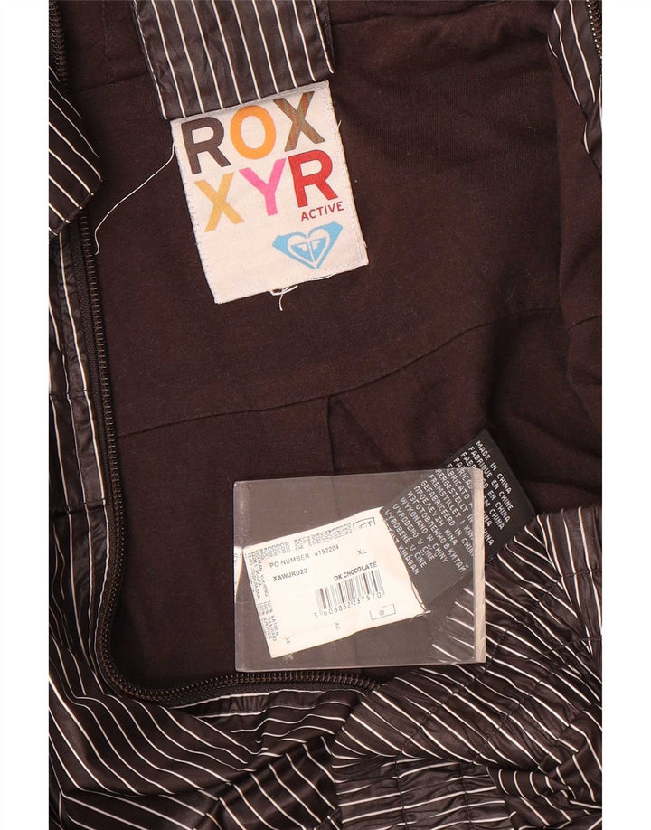 Roxy Chaqueta de chándal con capucha para mujer UK 40 XL Poliéster gris a rayas