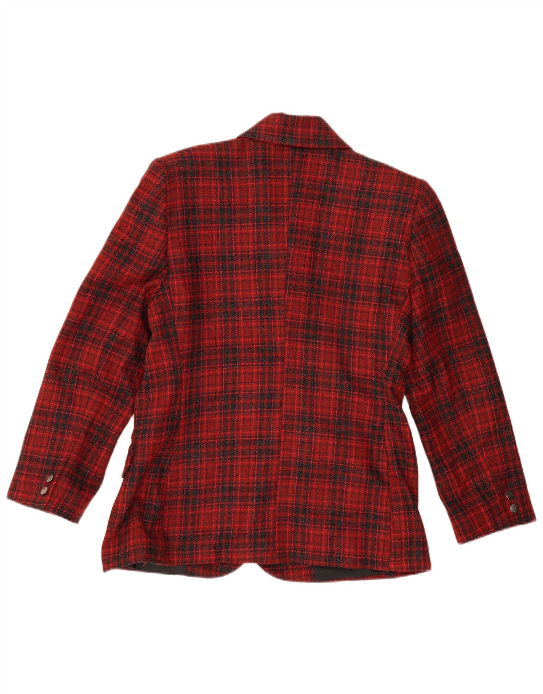 ALEXANDRA Chaqueta tipo blazer de 3 botones para mujer IT 46 Lana a cuadros rojos grandes