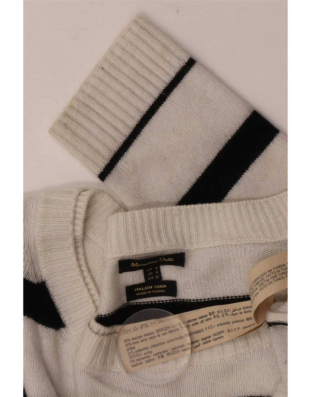 Jersey Massimo Dutti Hombre Cuello Barco Viscosa Rayas Blanco Medio