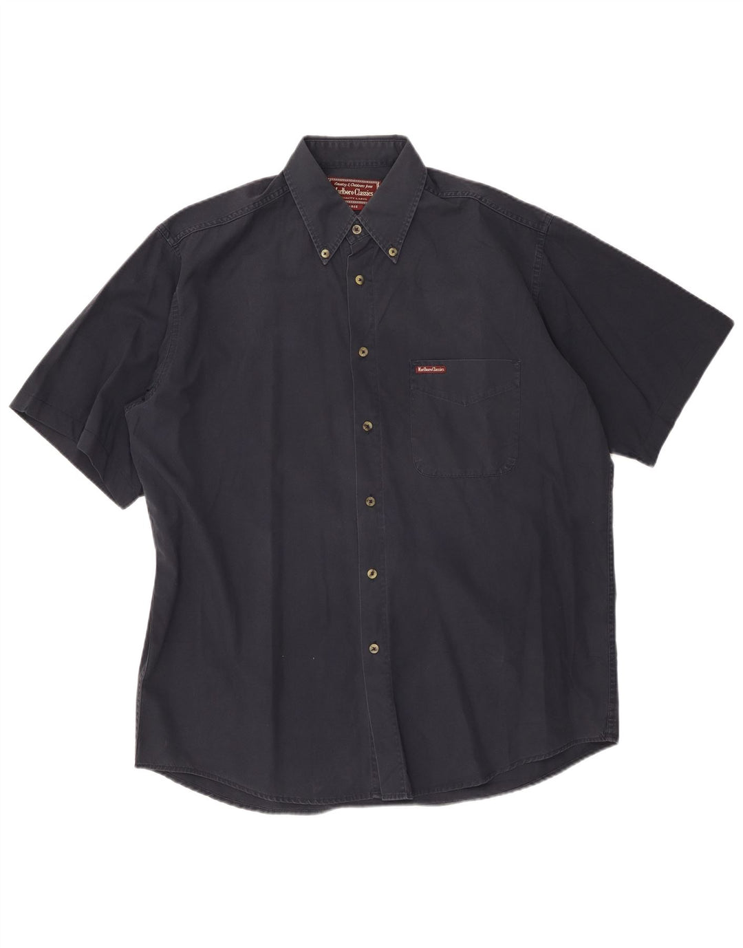 MARLBORO CLASSICS Camisa de manga corta para hombre grande azul marino algodón