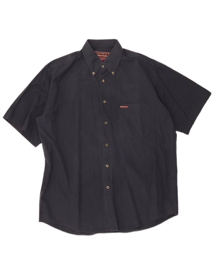 MARLBORO CLASSICS Camisa de manga corta para hombre grande azul marino algodón