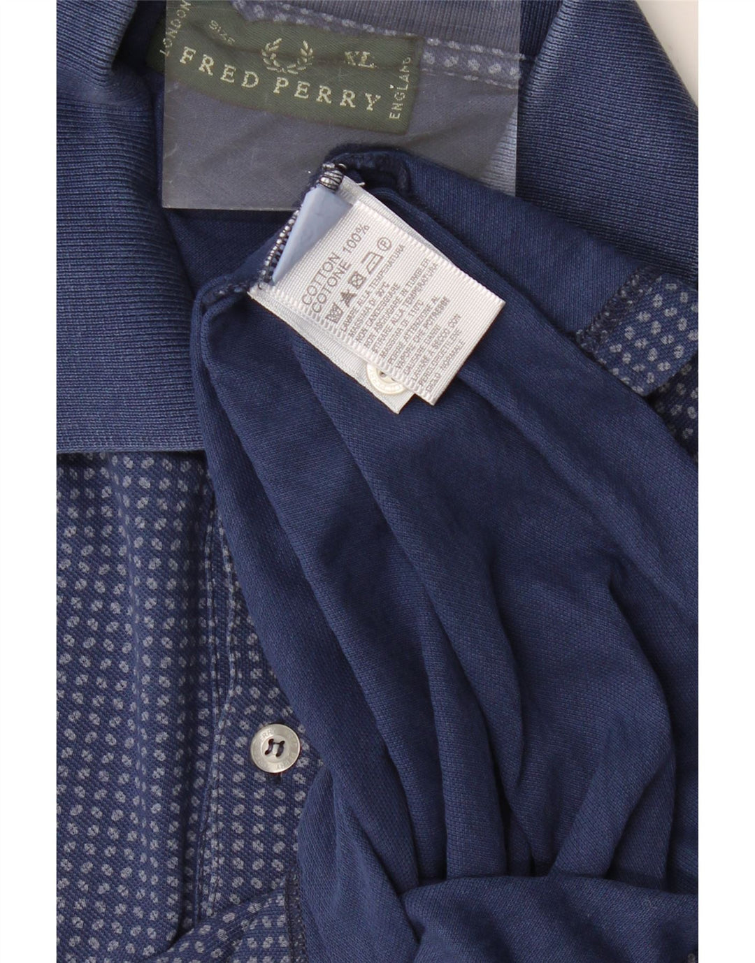 FRED PERRY Polo para hombre XL Algodón manchado azul marino