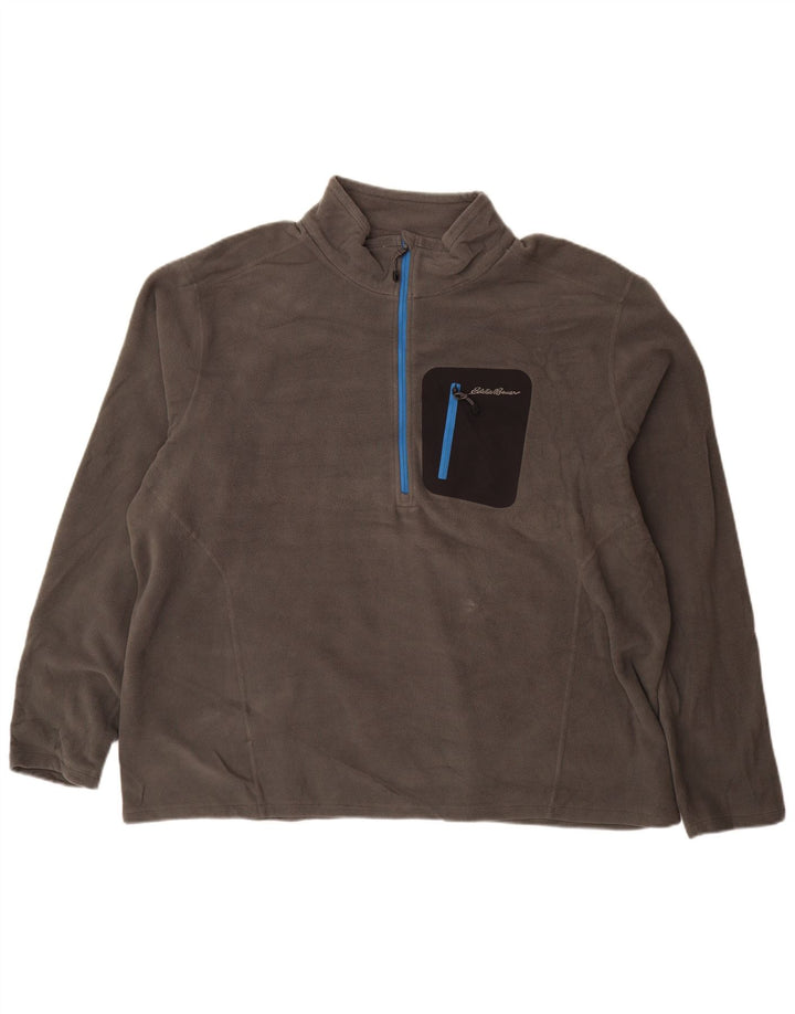EDDIE BAUER Jersey polar con cuello y cremallera para hombre 2XL Poliéster gris