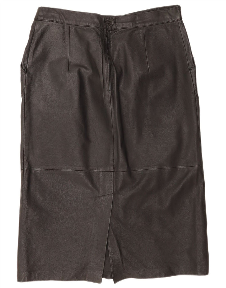 Falda de cuero vintage para mujer IT 44 Mediana W32 Cuero negro