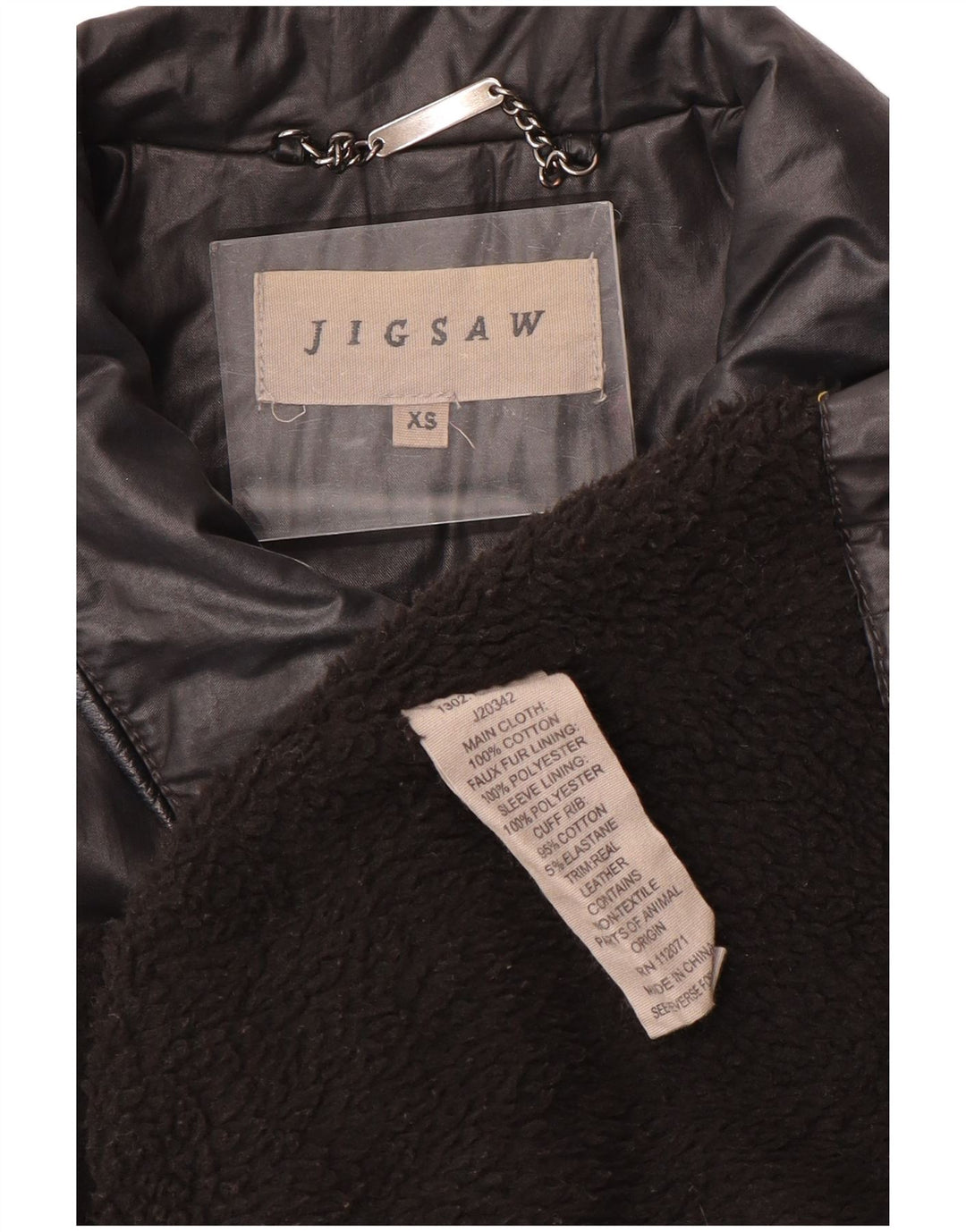JIGSAW Chaqueta militar de algodón encerado de corte holgado para mujer UK 6 XS Algodón negro