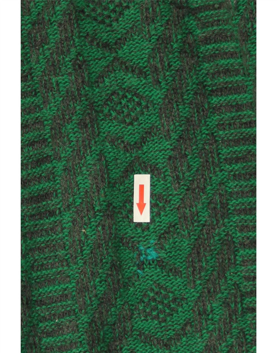 Vintage hombres cuello redondo jersey suéter medio verde geométrico
