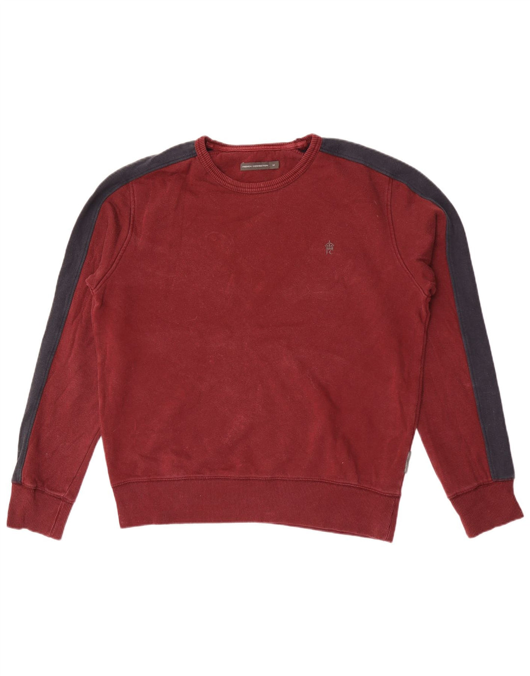 French Connection Sudadera tipo jersey de algodón color block en granate mediano para hombre