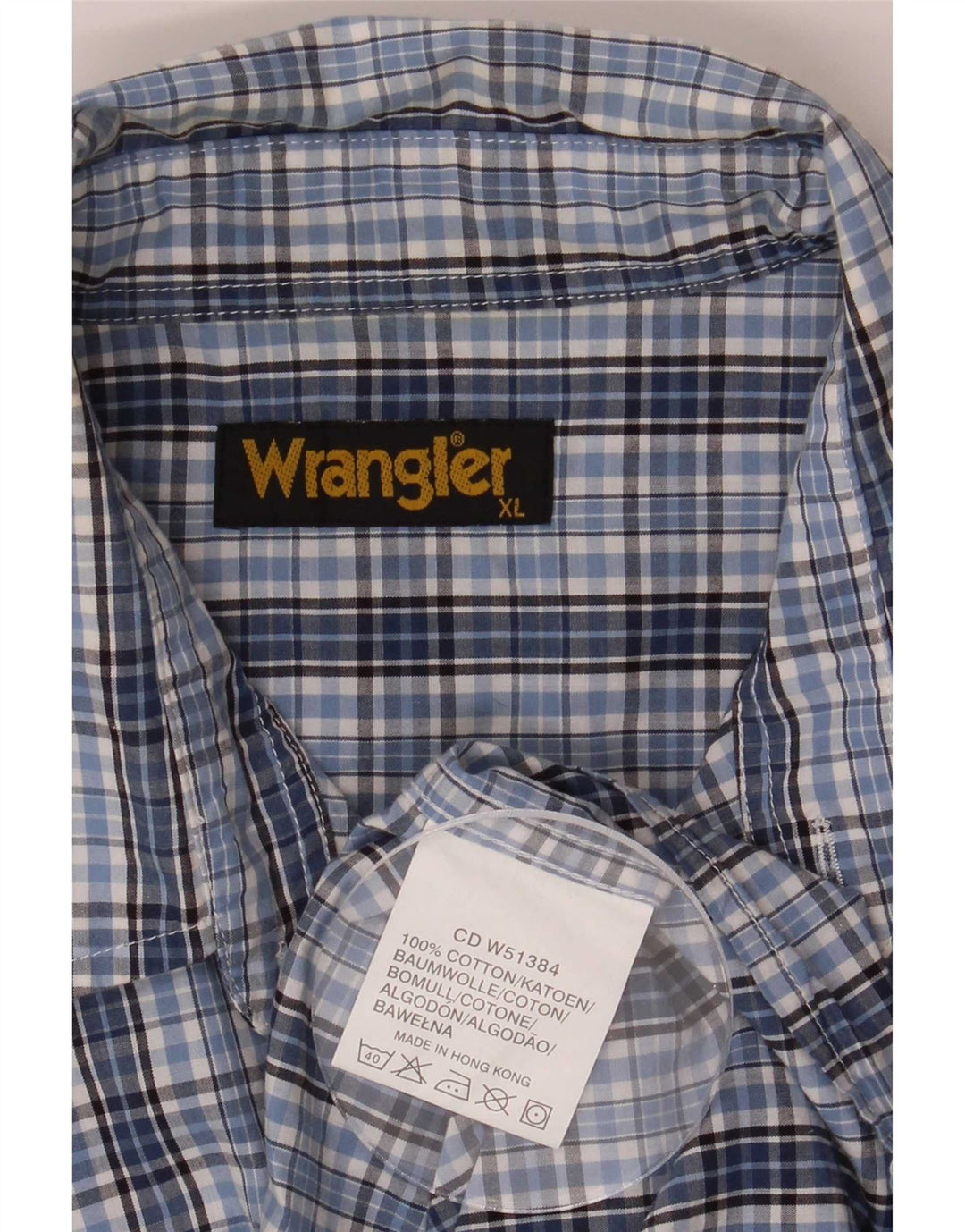 Camisa Wrangler Hombre XL Algodón A Cuadros Azul