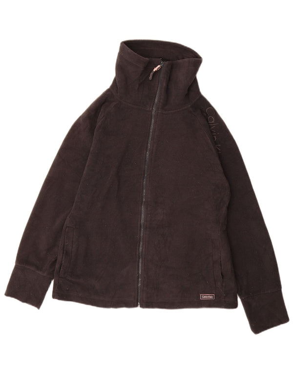 CALVIN KLEIN JEANS Chaqueta polar gráfica para mujer UK 40 Gris medio