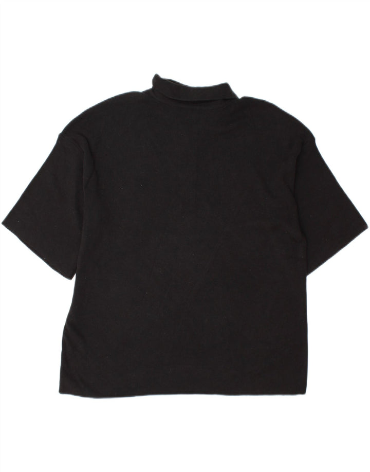 MARKS & SPENCER Womens Polo Shirt UK 14 Medium Black Viscose