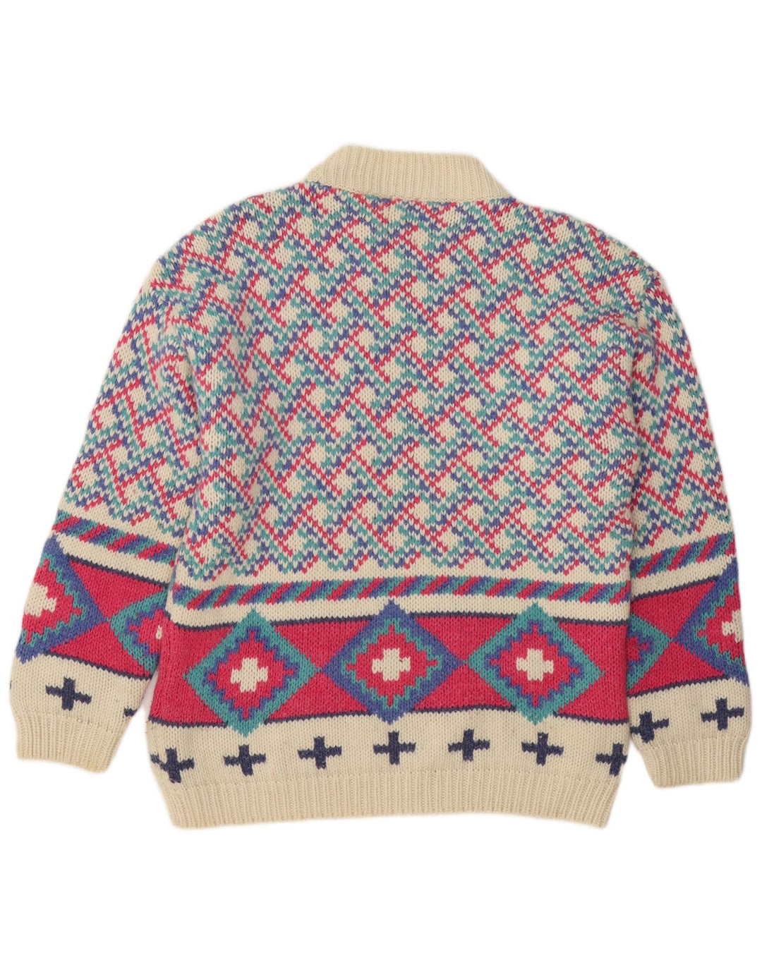 Mauna Kea - Jersey de cuello redondo para hombre, talla mediana, multicolor, geométrico