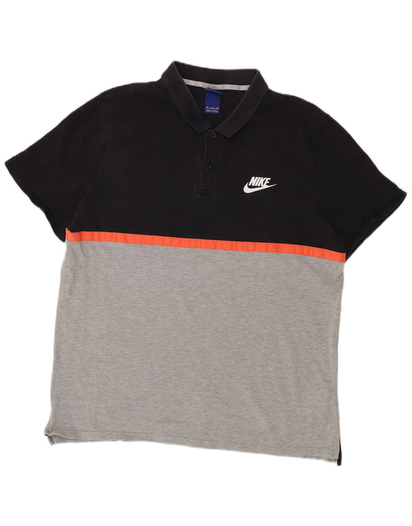 Nike Polo para hombre 2XL Algodón color block negro