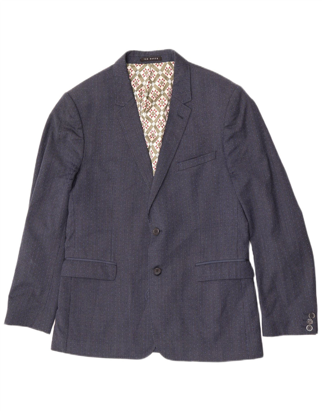 Ted Baker Chaqueta tipo blazer de 2 botones para hombre UK 42 XL Lana de pata de gallo azul marino