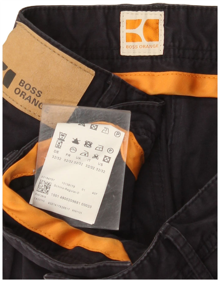 HUGO BOSS Pantalón chino de corte regular para hombre W32 L32 Algodón azul marino