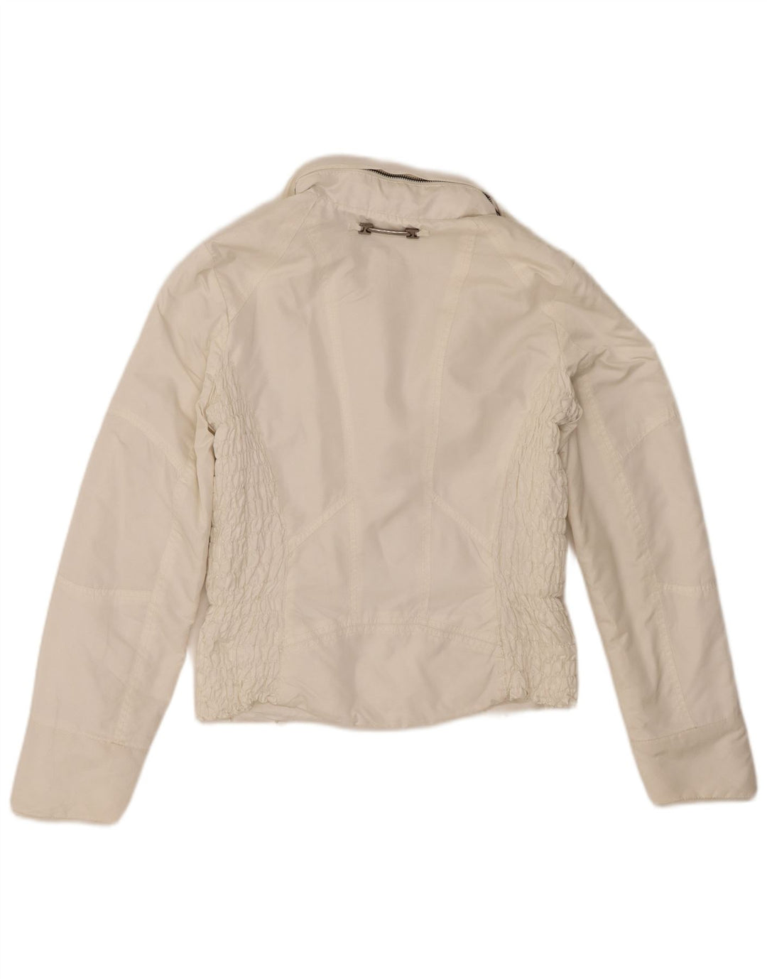 Zara Mujer Cazadora Bomber Con Capucha UK 40 Mediano Poliéster Blanco