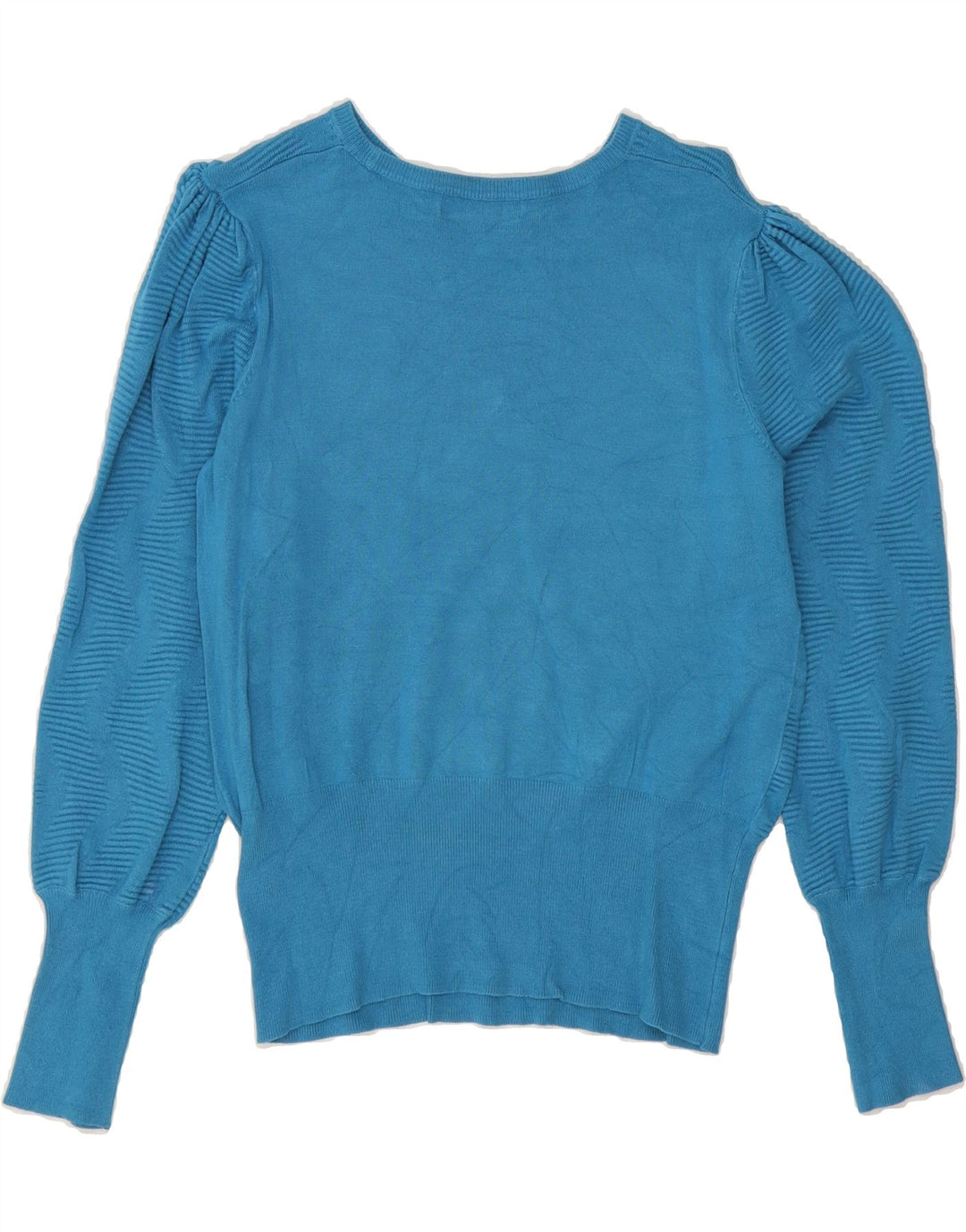 MARKS & SPENCER Womens Boat Neck Jumper Sweater UK 14 Medium Blue Chevron Vintage Marks & Spencer and Second-Hand Marks & Spencer from Messina Hembry 