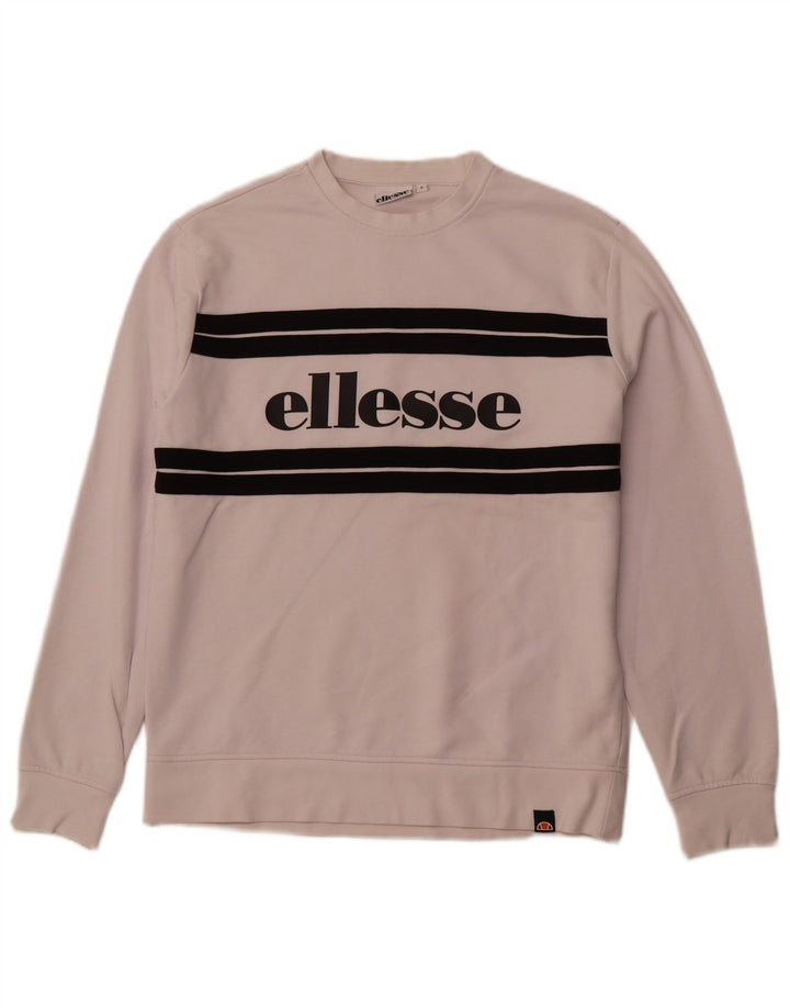 ELLESSE Hombre Sudadera Gráfica Jersey Small Blanco Colorblock Algodón