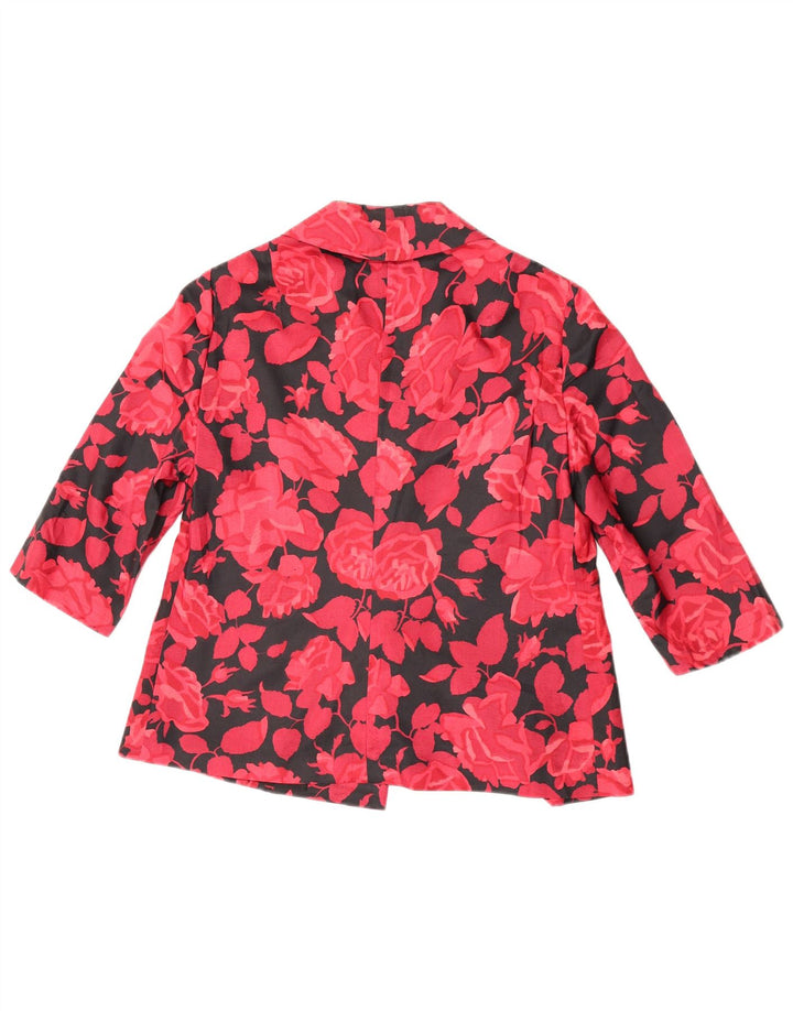 Vintage mujer 3/4 manga 2 botón Blazer chaqueta Reino Unido 14 medio rojo floral