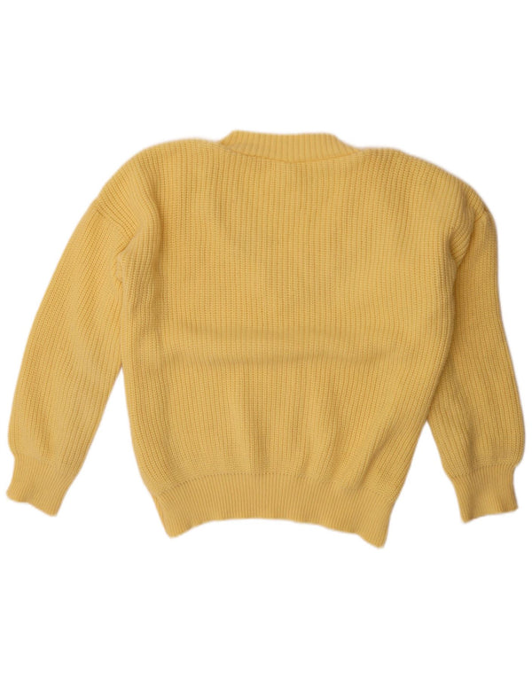 Vintage mujer V-cuello jumper suéter Reino Unido 22 3XL amarillo