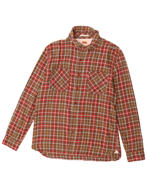 Levi's Camisa de franela slim fit de algodón con cuadros multicolores grandes