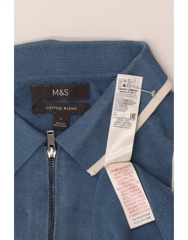Marks & Spencer Jersey tipo polo con cuello tipo polo para hombre, talla grande, color azul